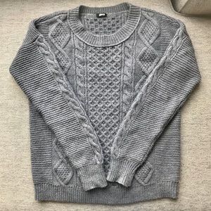 Chunky wool J Crew cable knit sweater in grey